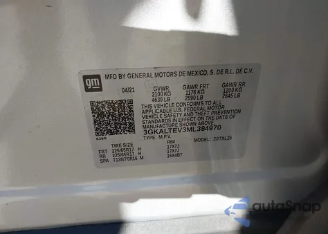 2021 GMC Terrain Awd Sle from USA, damaged, VIN 3GKALTEV3ML384970
